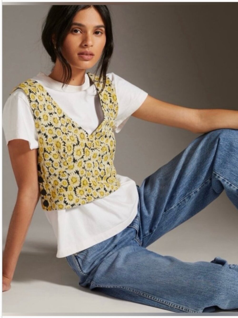 Anthropologie Maeve Sunflower Tank Top